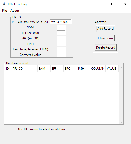 DataChangeDB GUI opening page