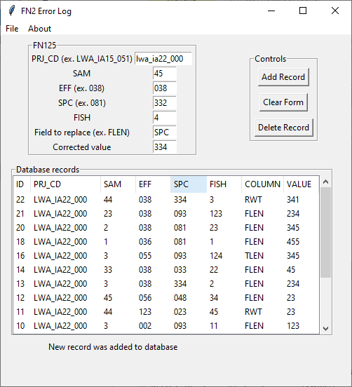 DataChangeDB GUI opening page